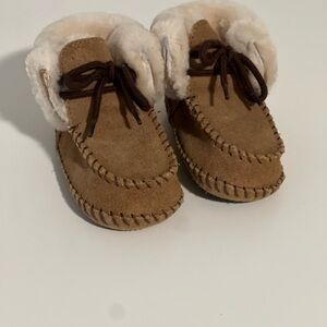 UGG Tan Kids Moccasins with Cream Lining